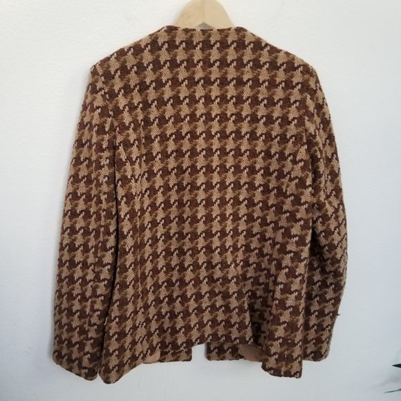 Vintage ORVIS Big Houndstooth Pattern Wool Nylon Blend Blazer Coat Jacket Sz 14 - Picture 3 of 6